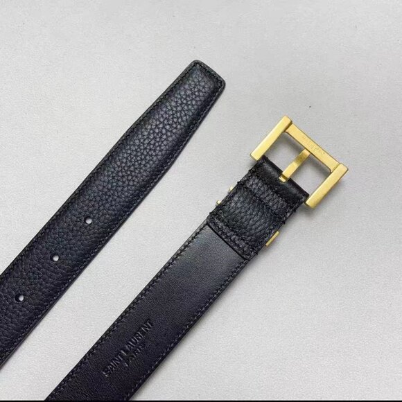 ‌YSL Classic Slim Black Belt with Gold Buckle (Women's) - Picture 5 of 6